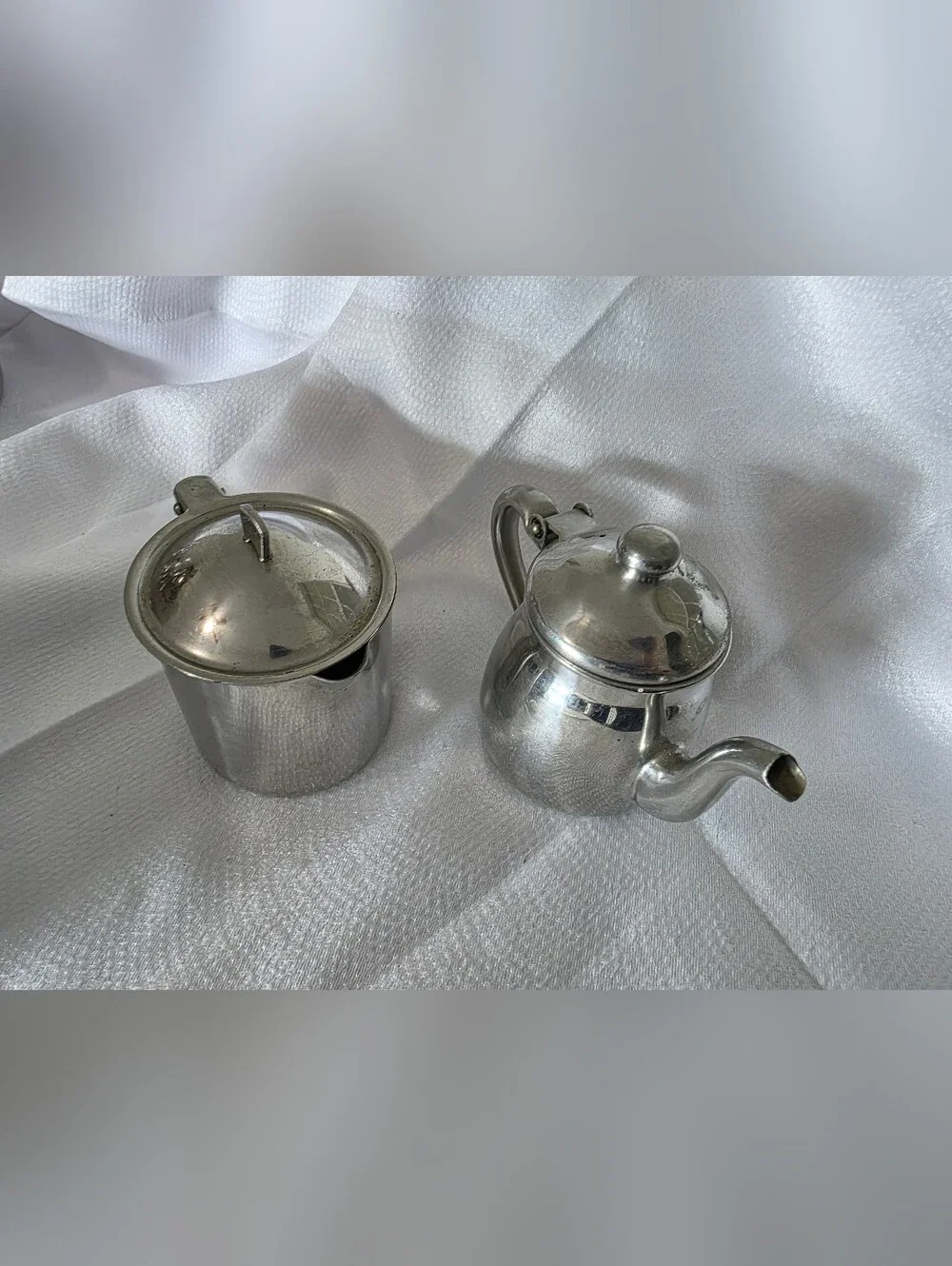 Silver Stainless Steel Sugar and Creamer Set